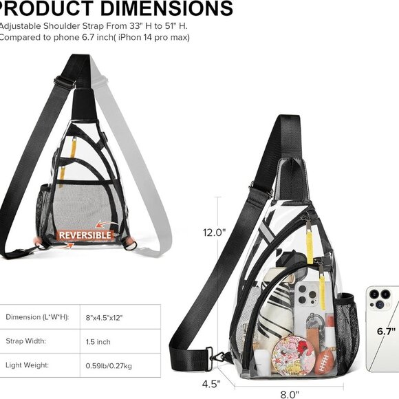 Transparent Crossbody Purse for Stadiums & Concerts - Stylish & Functional - Picture 5 of 8
